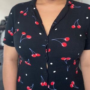 Cherry button up dress